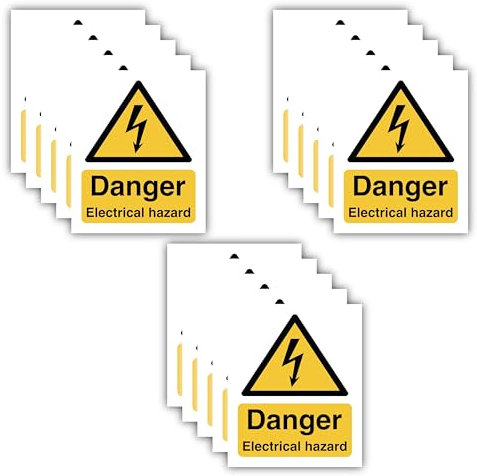 11CM X 9CM Pack of 15 Self Adhesive Danger Electrical Hazard Warning Vinyl Stickers, Electrical Safety Stickers, Electric Sign Label