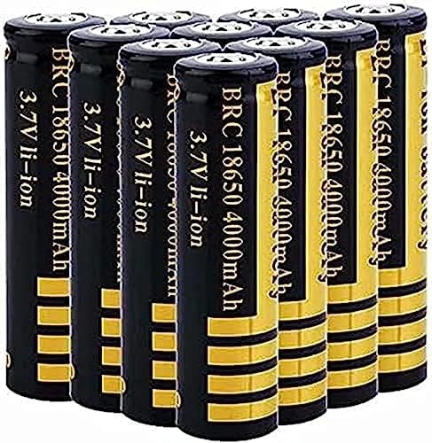 Batterie Rechargeable 3.7 Lithium-ION, 4000mah, Bouton Supérieur, pour Lampe De Poche LED, Torche, Lampe Frontale, Sonnettes,Paquet De 10