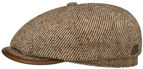 Stetson Hatteras Lifton Flatcap Mehrfarbige Klassische Ballonmütze Alpakawolle Baumwollfutter Handgefertigt in Deutschland Herren Herbst/Winter beige 59 cm