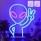 DWOOKE Alien Neon Lights LED Neon Signs for Wall Decor Neon Light Sign Alien Battery/USB Powered Wall Neon Lights for Men Bedroom Decor for Home Game Room Bar Party Kids Birthday Gifts(Blue Pink)