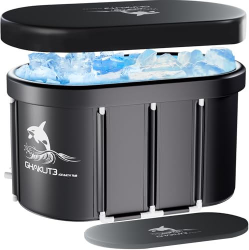 Eisbadewanne für Sportler mit Abdeckung, XL, 300 Liter Kapazität, tragbar, kaltes Tauchbecken für kaltes Wasser, Dip und Erholung, Eisbäder zu Hause, Fitnessstudios im Freien – Kaltwassertraining