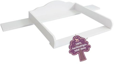 Puckdaddy Wickelaufsatz Emil | 160x80x15 cm | MDF-Holz in Weiß | hochwertiger Wickeltischaufsatz | kompatibel mit Hemnes Kommoden | inkl. Montagematerial zur Wandbefestigung | Holzstärke: 2 cm