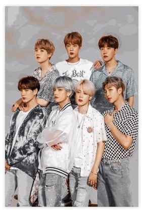 MOHTOY K-Pop BTS Smudge-Poster auf Leinwand, Schlafzimmer-Dekor, Sportlandschaft, Büro, Raumdekoration, Geschenk, ungerahmt, 30 x 45 cm