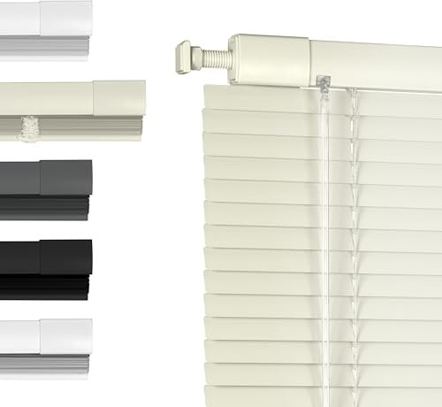 HOTSOON Horizontale Jalousien ohne Bohren, ohne Werkzeug, 2,5 cm, Aluminium, Mini-Rollos, Lichtfilterung, Raumverdunkelung, individuelle Größe, Lampenschirme und Jalousien für Fenster, Büro, Beige,