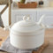 Vnook White Soup Tureen with Ladle Set, Ceramic Serving Tureen with Glass Lid and Double Handles, Serving Soup Bowls, Microwave and Dishwasher Safe