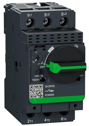 Disjoncteur moteur GV2-P05 GV2P05, TeSys GV2, 3P, 0,63-1 A, magnéto-thermique, bornes à vis