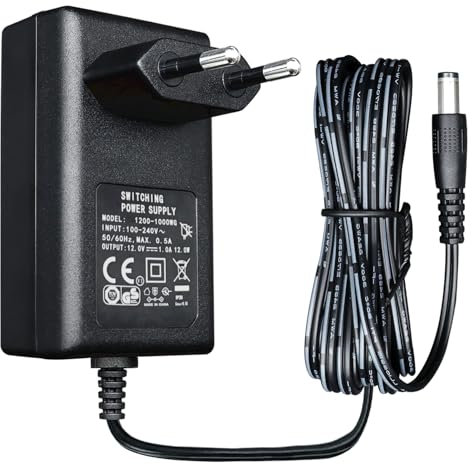 12 V 1 A 12 W 1,8 m Langer Netzteiladapter, AC-DC-Schaltadapter (Eingang 100 – 240 V, Ausgang 12 Volt 1 Ampere), DC 12 V 5,5 x 2,1 mm Transformatorstecker zur Wandmontage, CE-gelistet