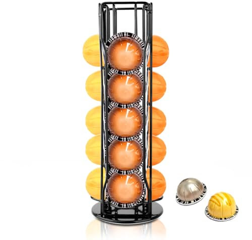 Coffee Pod Stand Holder for Nespresso Vertuoline 20 Pods, Vertuo Pod Spinner Holder, 360° Rotating Coffee Capsule Stand Rack Holds, Coffee Bar Organizer Rack Compatible with Nespresso Vertuo Line