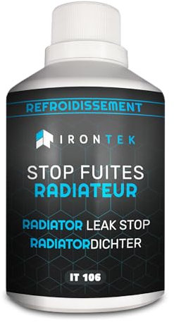 STOP FUITE RADIATEUR | IRONTEK | 300 ml | Anti-fuite radiateur | action immédiate, formule gel aluminium, compatible tous liquides, longue durée | action immédiate, colmatage durable, évite surchauffe