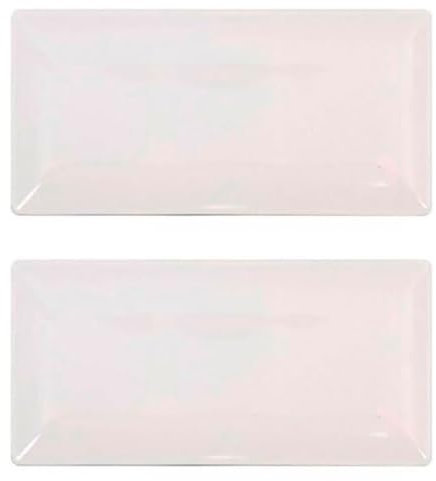 Acan Tradineur - Pack de 2 bandejas rectangulares de cerámica, elegantes, vajilla de cocina, aptas para lavavajillas (Color marfil - 30 x 15 cm)