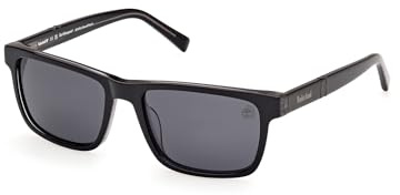 TIMBERLAND Polarisierte rechteckige Herren-Sonnenbrille mit vollem Rand, Schwarz, Größe 55