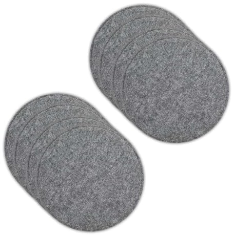 VOSSBACH 8er Set Filz Sitzkissen Rund Anthrazit oder Grau Ø 35 cm mit Antirutschnoppen Stuhlkissen Sitzauflage Filzkissen (Grau)