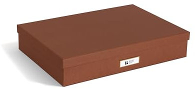 BIGSO SVERKER Dokumentenbox für Unterlagen im A3-Format – Schreibtischablage mit Deckel und Griff – Aufbewahrungsbox aus 100% recycelter Faserplatte und Papier in Leinenoptik – sienna