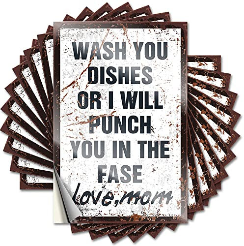 Funny Car Decals Wash Your Dishes Signed Mom Funny Sticker 10 Pcs Bumper Sticker Sarcastic Signs(6X9CM)
