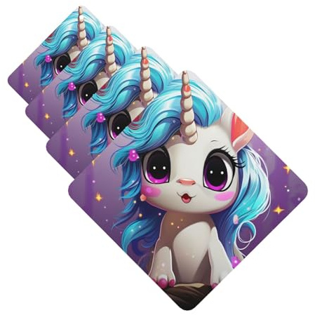 4 Stück Auto-Lufterfrischer, dekorative Auto-Lufterfrischer-Karte, langlebig, hängend, duftend, niedliche Einhörner, Aromatherapie-Tabletten, Rückspiegel-Anhänger für Männer und Frauen