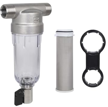Amwater 304 Edelstahl 40 Mikron Spin Down Wasserfilter Ganzhaus Spin Down Sediment Wasserfilter mit Schaber, wiederverwendbares, spülbares Vorfiltersystem