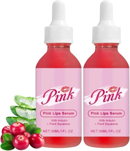 Pink Lip Serum for Dry and Dark Lips, Lightener for Smokers and Non Smokers, Deep Hydration, Fade Lips Discoloration, Increase Elasticity, for Dry Lips