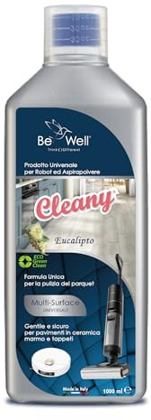 CLEANY Detergente Concentrato per Robot Lavapavimenti e Aspirazione con Igienizzante Multisurface 1000ml pulizia senza aloni e sostenibile Adatto a tutti i Robot (Eucalipto)