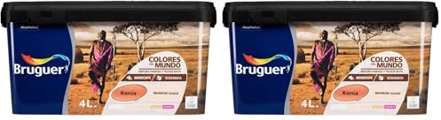 Bruguer Colores del Mundo Pintura para paredes monocapa Kenia Marrón Suave 4 L (Paquete de 2)