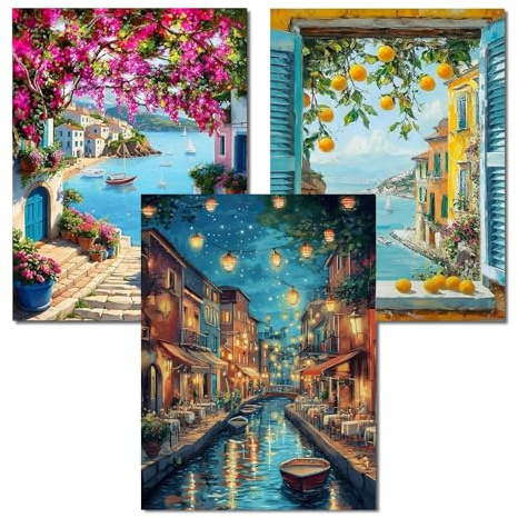 Landschaft Diamond Painting Erwachsene 3er Set, 5D Diamond Painting 30x40cm | Full Drill Landschaft Diamant Painting Bilder, DIY Diamant Malerei Wanddekoration & Bastelset Geschenk