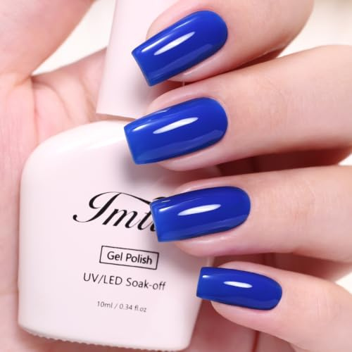 Imtiti Royal Blue Gel Nail Polish - 10ml Cobalt Blue Soak Off UV LED Gel Polish, HEMA Free & TPO Free Gentle Formula, Long Lasting 28+ Days High Gloss Manicure, DIY Nail Art at Home