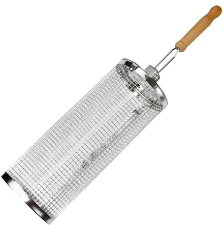 Korb – Drehspieß für Grill, Netzbehälter für die Küche, langlebiges Grillzubehör | Sicheres Werkzeug zum Rollen von Lebensmitteln für,