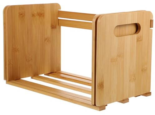 Abaodam Étagère à Livres Extensible en Bambou Naturel, Organiseur de Bureau Robuste et Multifonction, Support Réglable pour Rangement Livres, Dossiers et Décor, pour Bureau, École
