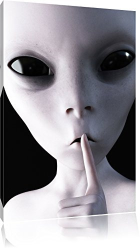 Pixxprint Alien - Nicht reden, Größe: 60x40cm, Leinwandbild, fertig gespannt, Wandbild, Dekoration, Kunstdruck, kein Poster