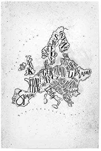 artboxONE Poster 90x60 cm Schwarzweiß Map Europe Vintage hochwertiger Design Kunstdruck - Bild map Austria Banner