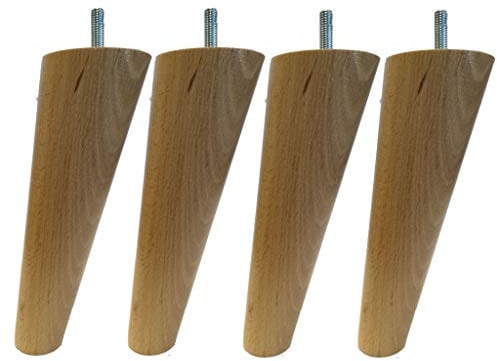 MARGOT 3700527844299 Vintage Compas Lot de 4 Pieds de lit Bois Vernis naturel Hauteur 17 cm