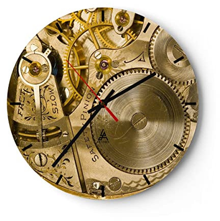 Modern Wanduhr Uhr Uhr Mechanismus Messing 30x30cm Rund Klein Wand Uhr Glas Analog Zimmeruhren Küche Büro Wohnzimmer Glasuhr Wall Clock Dekoration Design Wanddekoration Küchenuhr C3AR30x30-1519