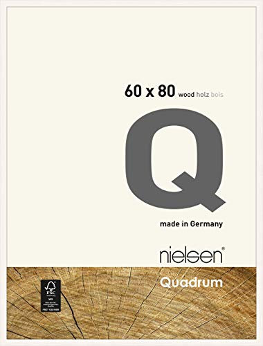 nielsen Bilderrahmen, 60 x 80 cm, Holz, Reinweiß, Posterrahmen zum Aufhängen im Hoch- & Querformat, Echtglas, Quadrum