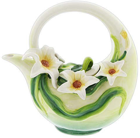 Teekanne Magnolien, Keramik, Weiß