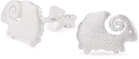 Monkimau Mädchen Ohrringe Schaf Ohrstecker aus 925 Sterling Silver echt Silber Matt