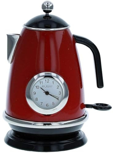 Miniature Red Round Kitchen Kettle Ornament Novelty Collectors Clock 9709