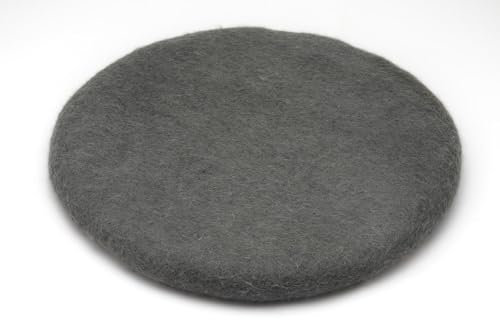 feelz Filzkissen Sitzkissen rund Filz Verschiedene grau- und naturtöne 100% Wolle 35 cm Höhe 2-3 cm Handarbeit (Grau)
