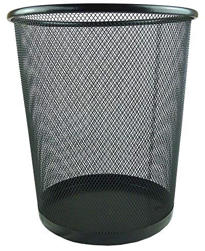 EliteKoopers Black Metal Mesh Waste Paper Bin For Home Office (2 Pcs)