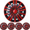 16 Zoll 4X Premium Design Radkappen Radzierblenden Set 'Spinel' in Rot/Schwarz