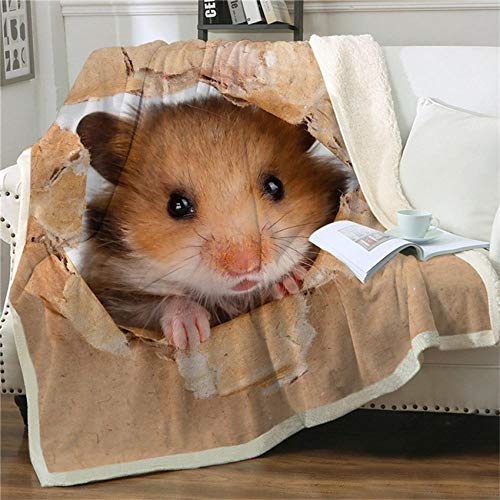 Sherpa Decke Khaki 150 x 200 cm Tierischer Hamster,Hochwertige Wohndecken Kuscheldecken,Zweiseitige Kuscheldecke Superweich Flauschig Dick Warm Fleecedecke für Bett und Sofa,Fürsorgliche Geschenk