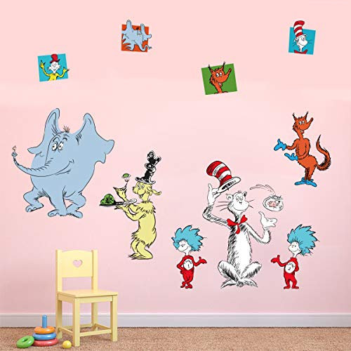 Runtoo Wandtattoo Dr Seuss Wandsticker Kinderzimmer Wandaufkleber Babyzimmer Lesezimmer