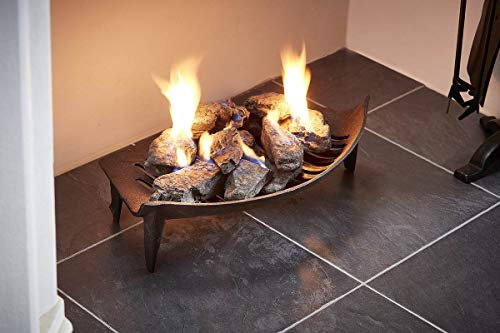 Vintage Decor ® Premium Victorian Bowed Front Cast Iron Fire Grate with 4 Legs for air Flow I Log Coal Fireside Classic | Eco Friendly (Fire Grate for 16 inch Fireplace)
