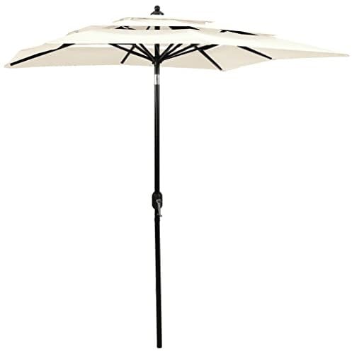 vidaXL Sombrilla Jardín 3 Niveles con Palo de Aluminio, Parasol Protector, Refugio Solar, Paraguas para Playa Patio Exterior, Arena 2,5x2,5 m