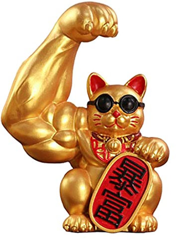 LOVIVER Gold Winkekatze, China Deko Glücksbringer Glückskatze Maneki Neko Lucky Cat Figur Sammlerfiguren Ornament für Wohnkultur Auto Laden Geschäfte Hotel - Richtig reich