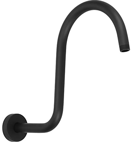 Tissting Brazo de ducha en forma S, de cuello de cisne en acero inoxidable sólido, Reemplazo de tubería de alta resistencia, Instalación fácil con conectores NPT de 1/2 pulgada ducha 6.5 pulgadas
