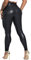 TZLDN Damen Leder Leggings Wetlook High Waist Lederhose Skinny Lederoptik Leggins Hose Strumpfhosen Treggings A01 Schwarz(matt) L