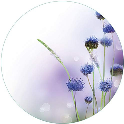 Wallario Glasbild rund Abstrakte lila Blume - Rund, 50 cm Durchmesser Wandbild Glas in Premium-Qualität: Brillante Farben, freischwebende Optik