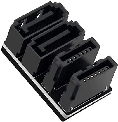 NFHK Dual SATA 7-polige Buchse auf 7-poligen Stecker, 360 Grad abgewinkelter Adapter, flaches Profil, für Desktops, SSD, HDD, Mainboard, Motherboard