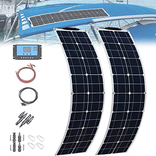 Panel solar monocristalino Flexible 400W 800W Kit de sistema solar Módulo fotovoltaico Celda 40A Controlador Conector fotovoltaico para el hogar,RV,caravana,barco y otro cargador de batería,2x200W