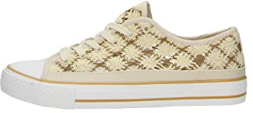 Große Damenschuhe, Sneaker in Übergröße Nina, Sneaker in Übergröße Häkeloptik, (42 EU, Nina beige Brown)