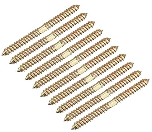 sourcing map Lot de 24 boulons de suspension auto-taraudeuses à double extrémité 8 x 100 mm pour connexion du bois